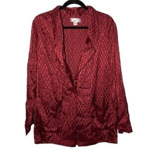 BAND OF GYPSIES Women’s Oversized Red Textured Silk Feel Blazer Size Small